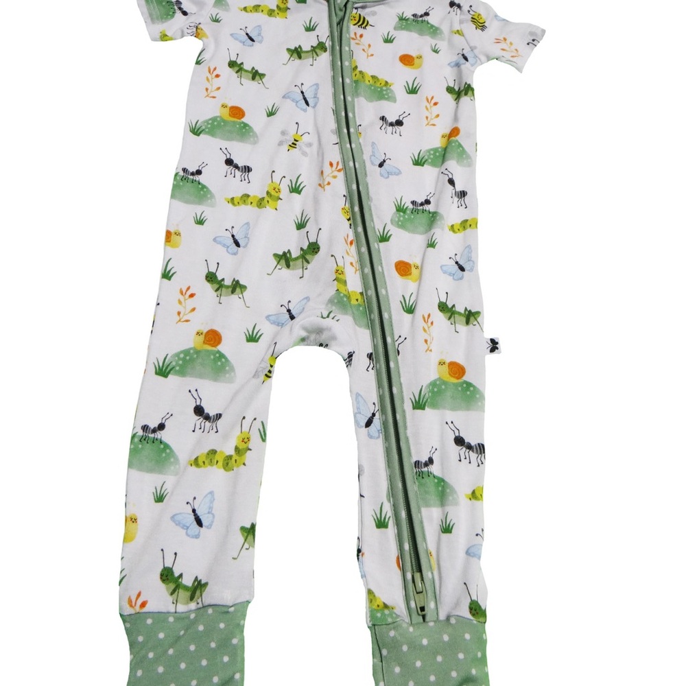 mamalulu busy bugs short sleeve zippie
